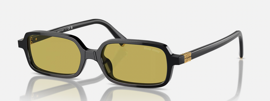 Miu Miu MU11ZSF 16K07O Rectangular Sunglasses – Black / Olive Green