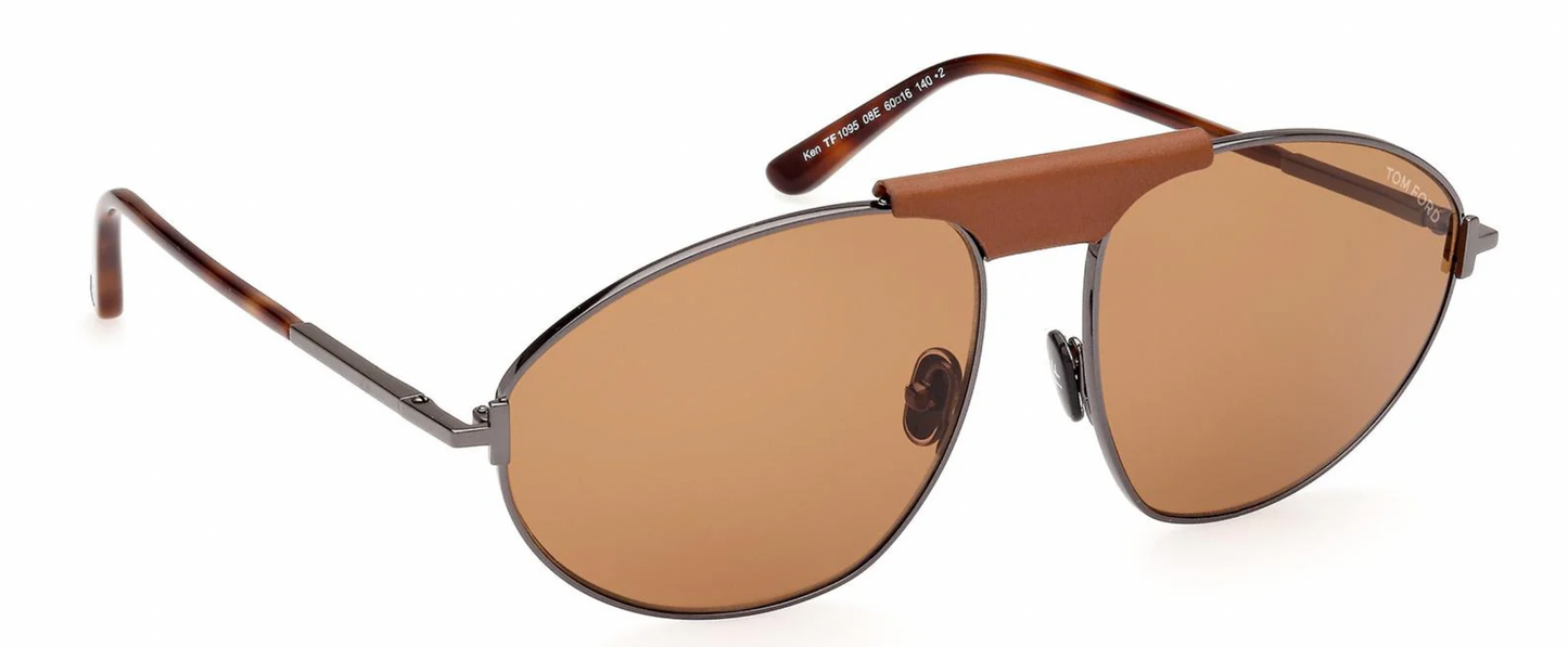Tom Ford Ken FT1095 08E Sunglasses -Shiny Gunmetal Frame / Brown Lenses