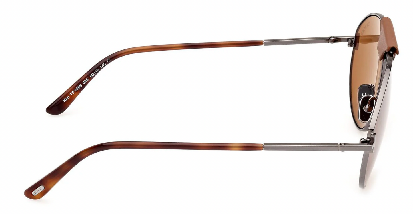 Tom Ford Ken FT1095 08E Sunglasses -Shiny Gunmetal Frame / Brown Lenses